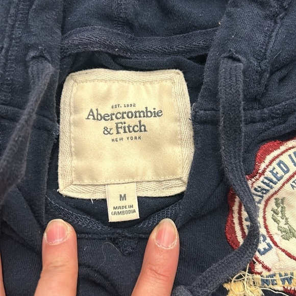 Vintage y2k Abercrombie Navy Hoodie with spellout - Picture 5 of 7